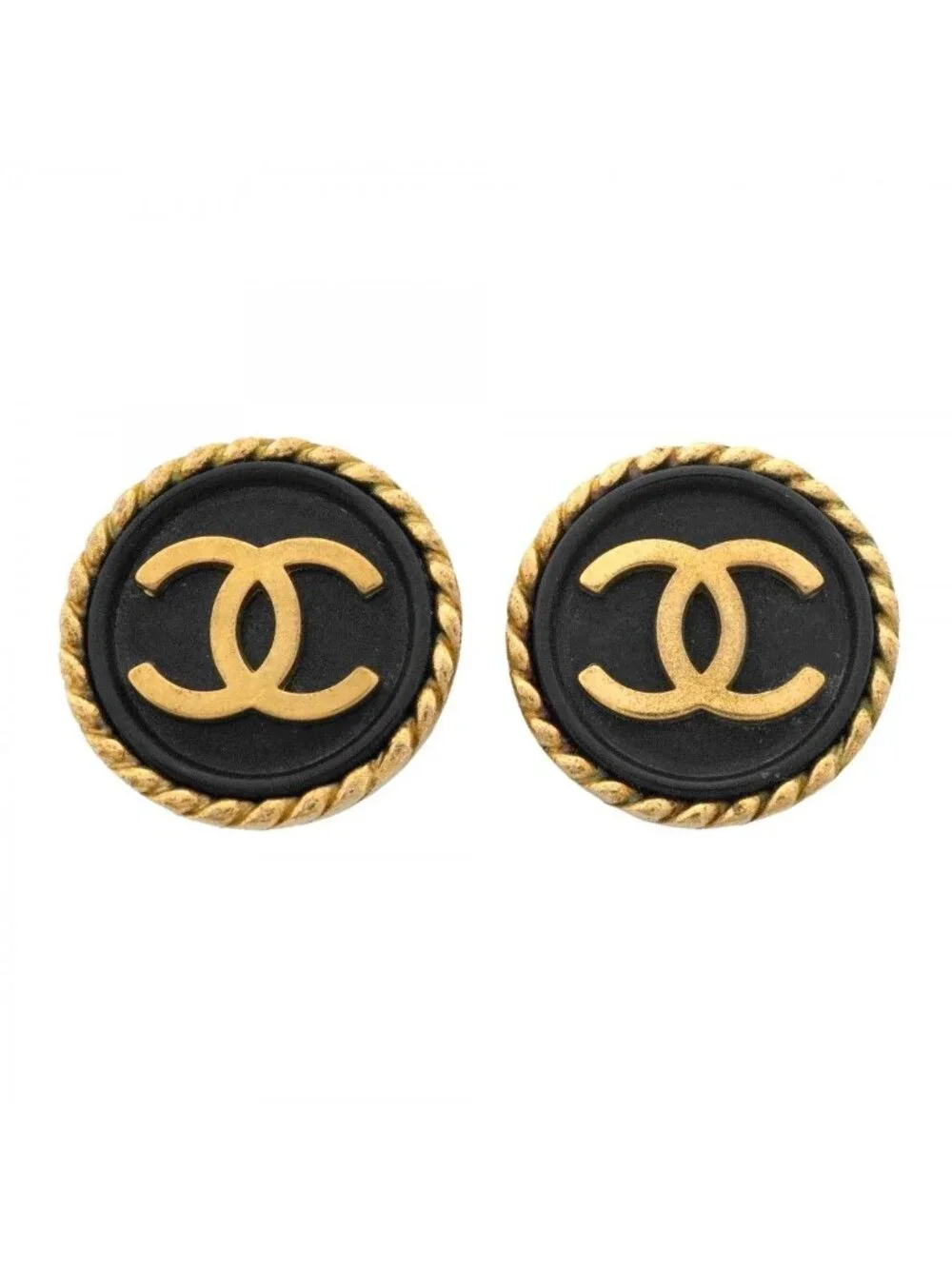 Chanel Earrings Vintage CC Logo Round